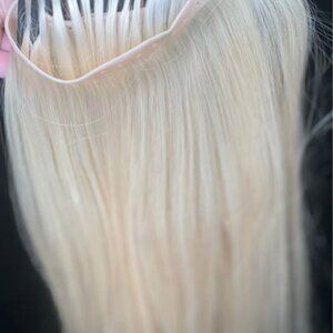 100 grams 🚫shed  24 inch / 65cm ￼ double layers weft Blonde 613 human hair bran